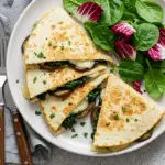 Quesadillas veggie épinards portobellos fromages fondants