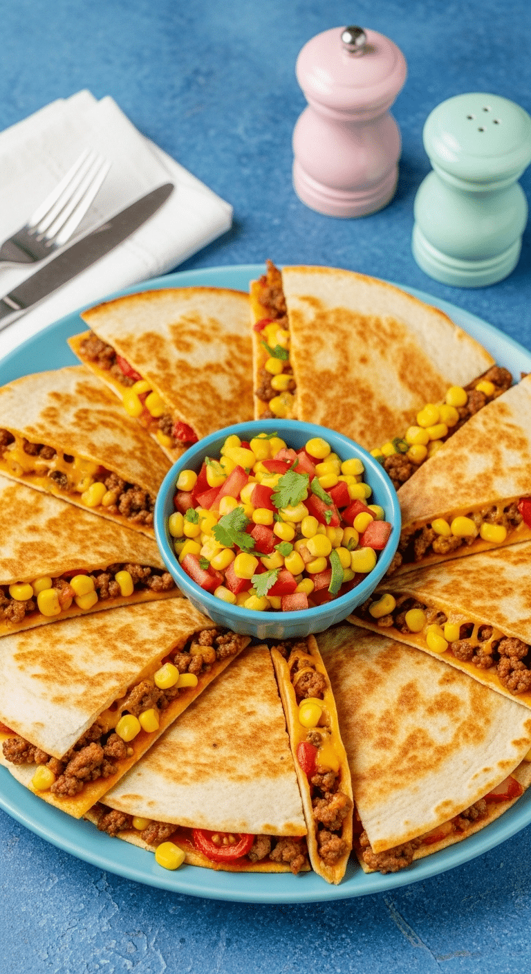 Rentrée mexicaine quesadillas bœuf cheddar dorées four fromage fondu salade fraîche