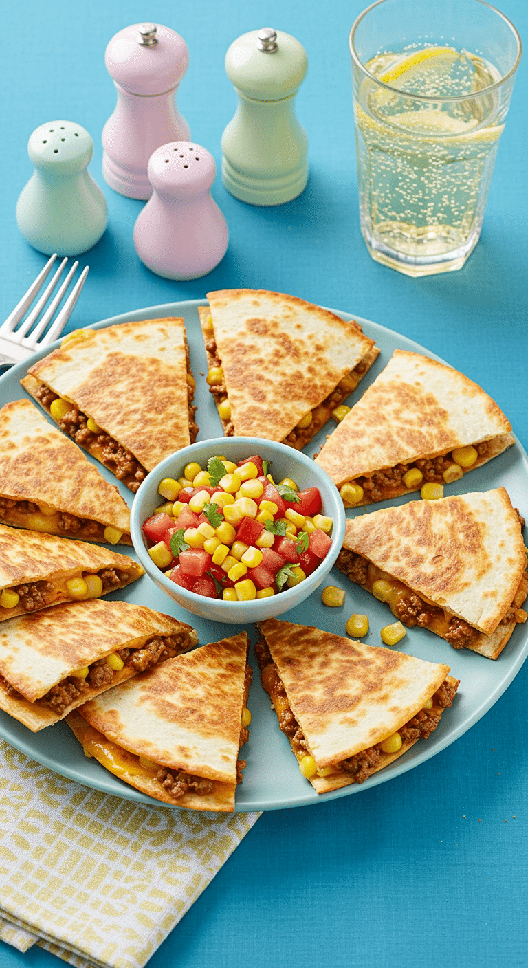 Rentrée mexicaine quesadillas bœuf cheddar dorées four fromage fondu salade fraîche