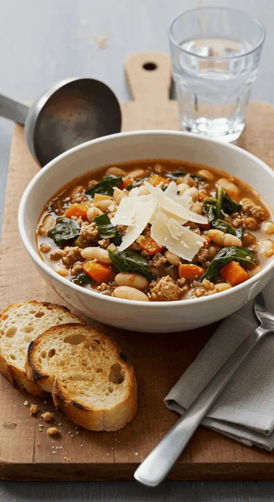 Ribollita soupe toscane porc haché rustique kale haricots italienne