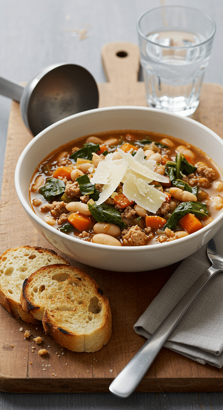 Ribollita soupe toscane porc haché rustique kale haricots italienne