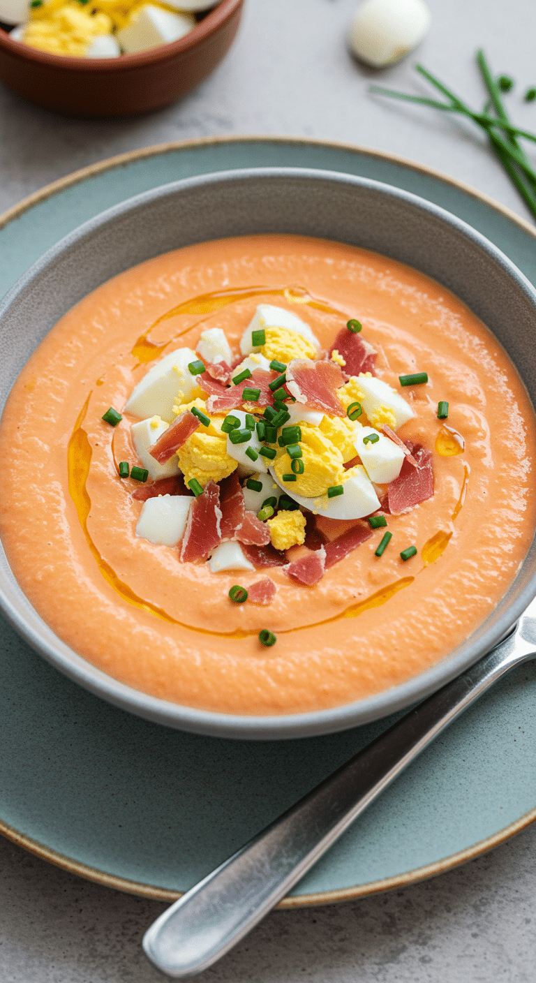 Salmorejo cordobés soupe tomates fraîche andalouse orange veloutée