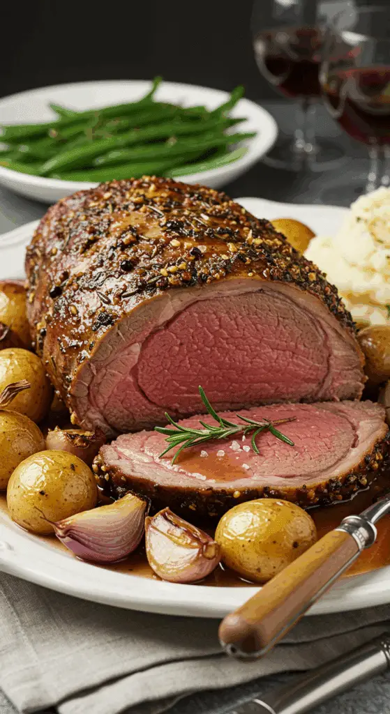 Service agneau 7 heures assiette viande fondante purée sauce veloutée élégant