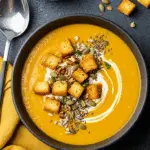 Soupe de potimarron onctueuse avec granola maison croquant et yaourt grec