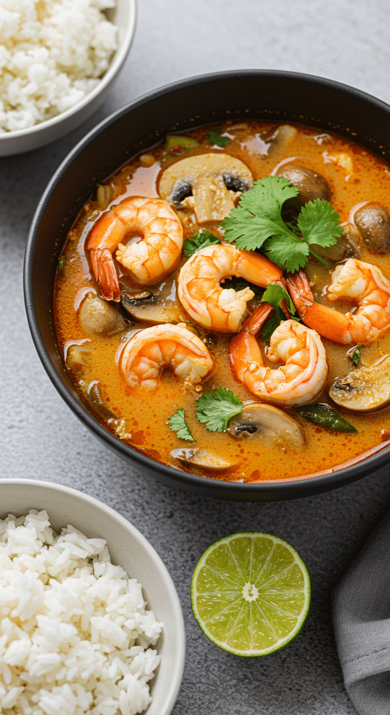 Tom yum soupe thaï aux crevettes authentique bol traditionnel