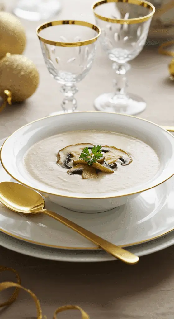 Velouté châtaignes champignons des bois cèpes crème élégant
