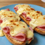 Baguette raclette fromage fondant coulant jambon oignons caramélisés