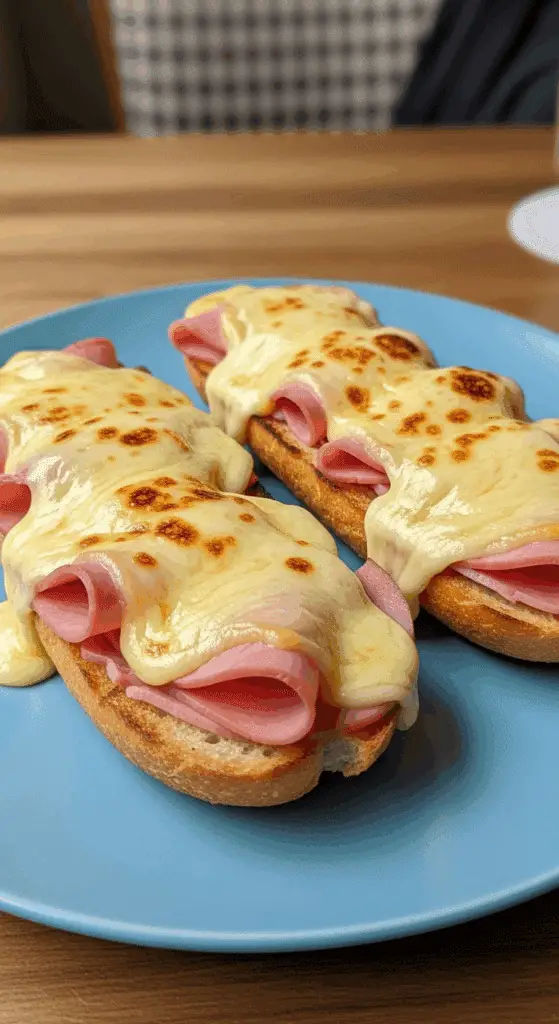 Baguette raclette fromage fondant coulant jambon oignons caramélisés