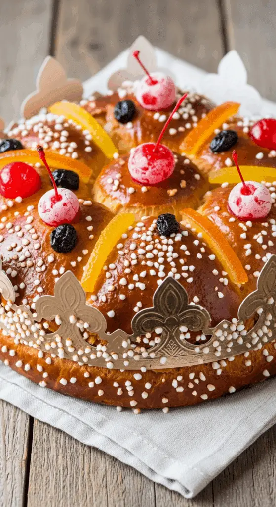 brioche des Rois maison dorée avec fruits confits et sucre perlé
