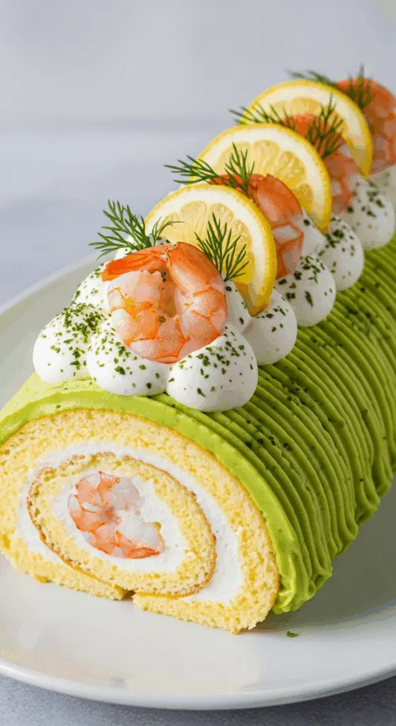 Bûche crevettes avocat citron vert apéritif élégant raffiné