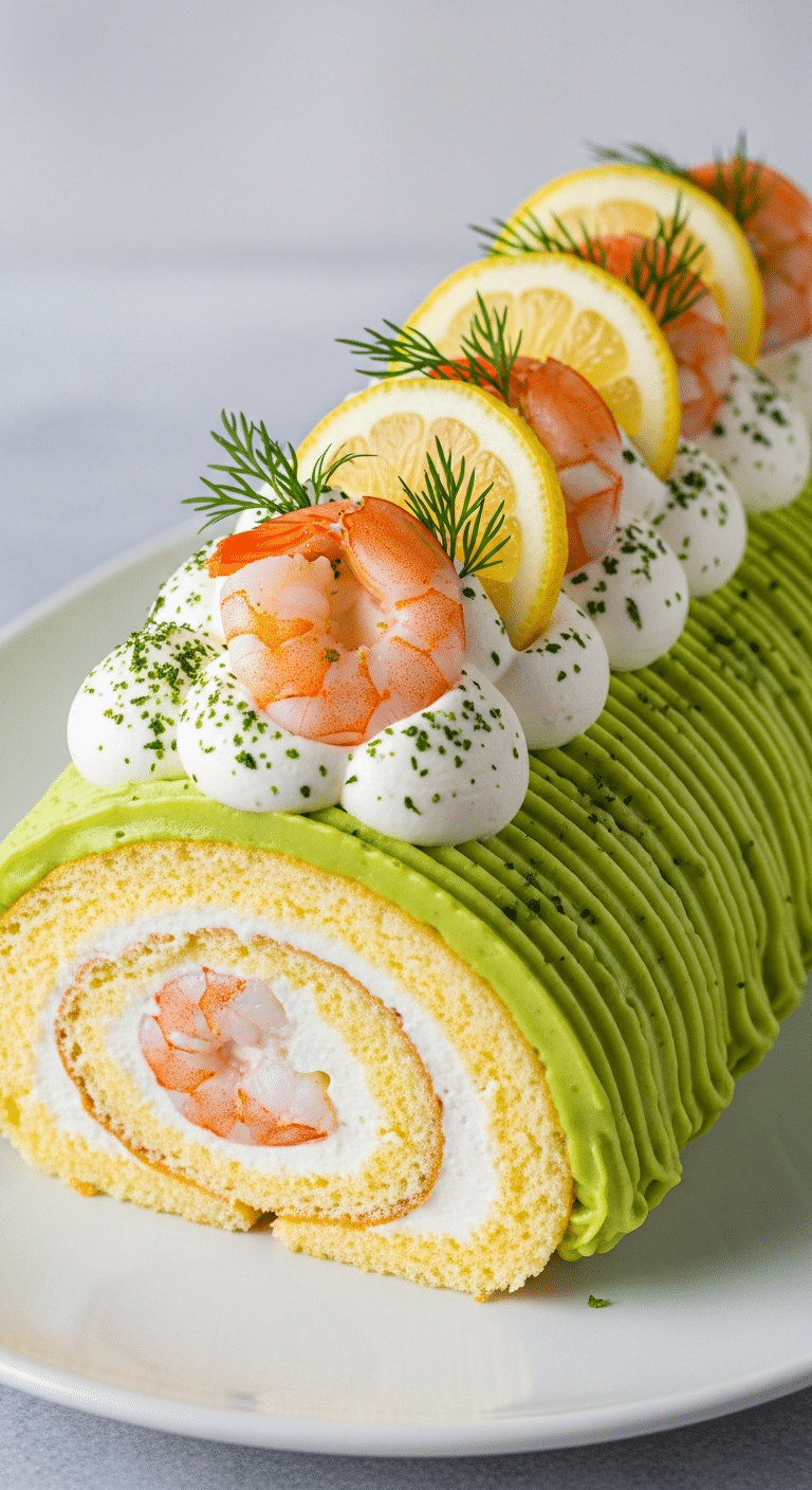 Bûche crevettes avocat citron vert apéritif élégant raffiné