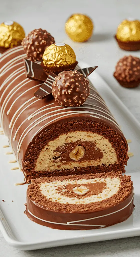Bûche Ferrero au Companion chocolat praliné décorée élégante festive