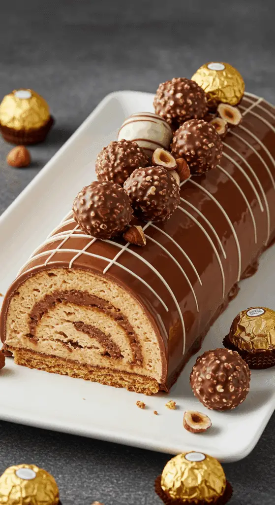 Bûche Ferrero Companion pralinée chocolat noisettes décoration luxueuse robot cuisine