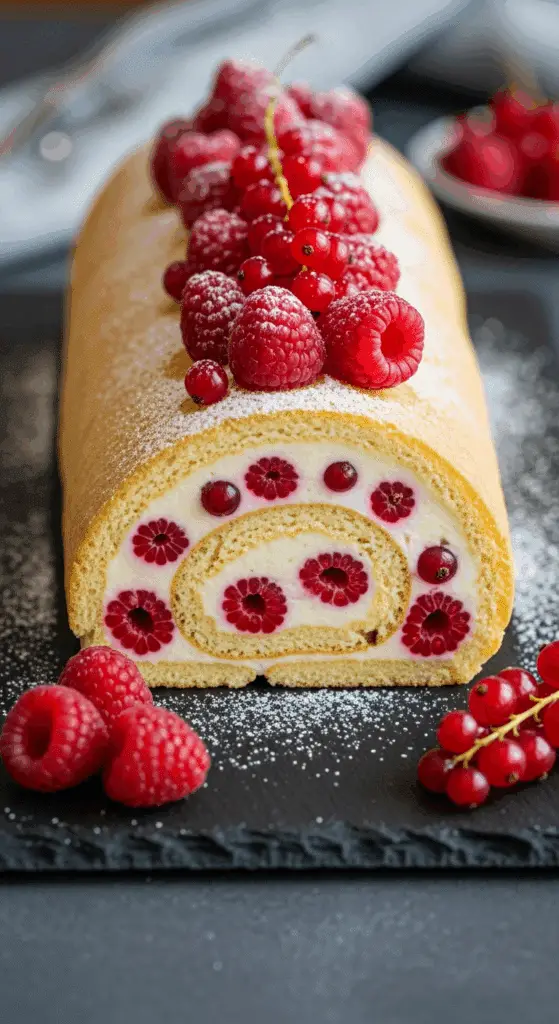 Bûche mascarpone-framboise sans cuisson framboises fraîches élégante