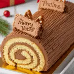 Bûche au praliné nappage chocolat noisettes concassées élégante