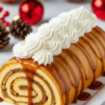 Bûche Tatin caramélisée avec pommes dorées et crème miel cannelle