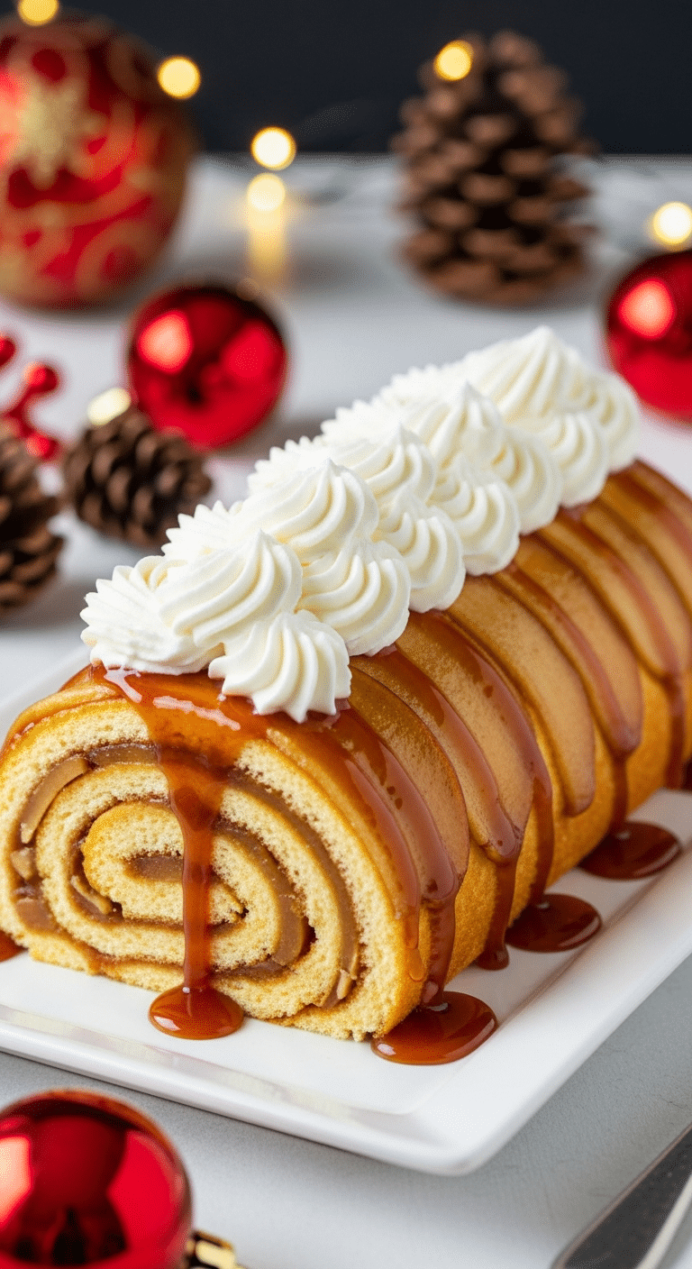 Bûche Tatin caramélisée avec pommes dorées et crème miel cannelle