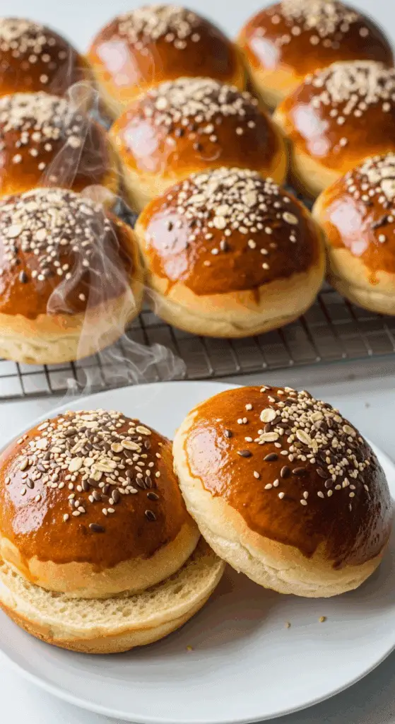 Buns burgers maison coupés mie moelleuse texture parfaite