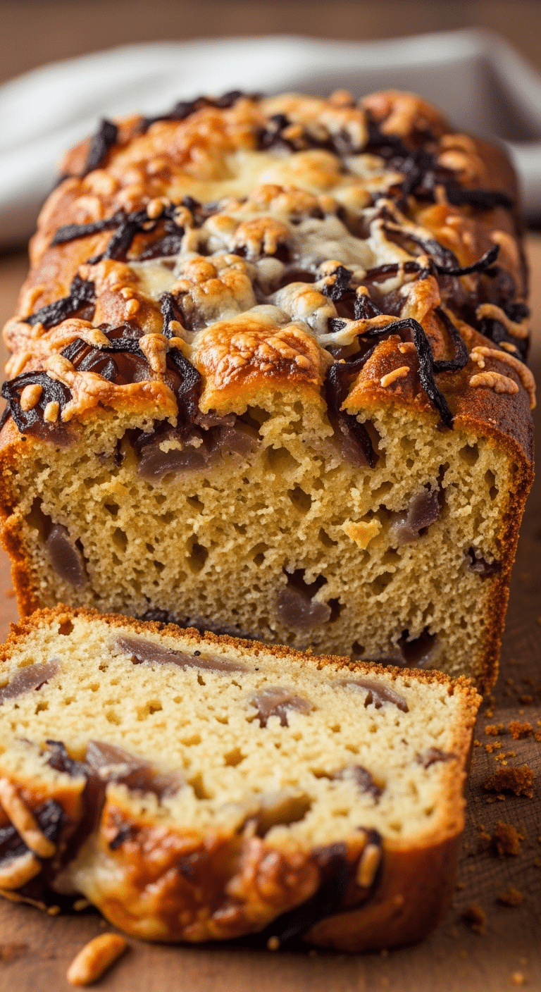 Cake oignons caramélisés fromage salé moelleux apéritif