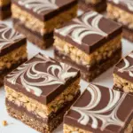 Carrés marbrés chocolat cacahuètes sans cuisson effet marbré parfait