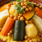 Couscous marocain 7 légumes plateau traditionnel cuivré authentique