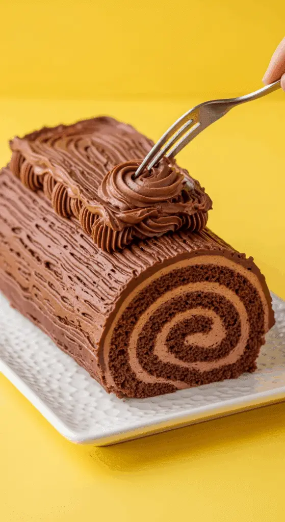 Décoration bûche de Noël avec texture écorce créée à la fourchette