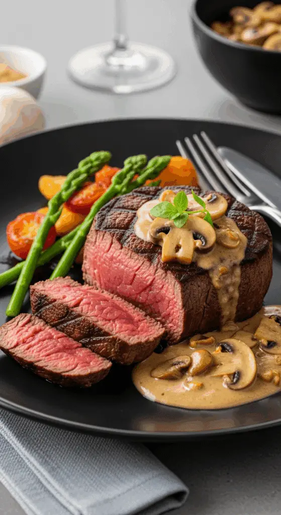 filet mignon sauce boursin champignons dorés crémeux chic