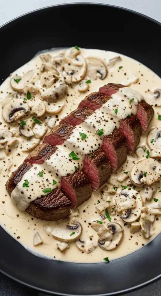 filet mignon sauce boursin champignons dorés crémeux chic