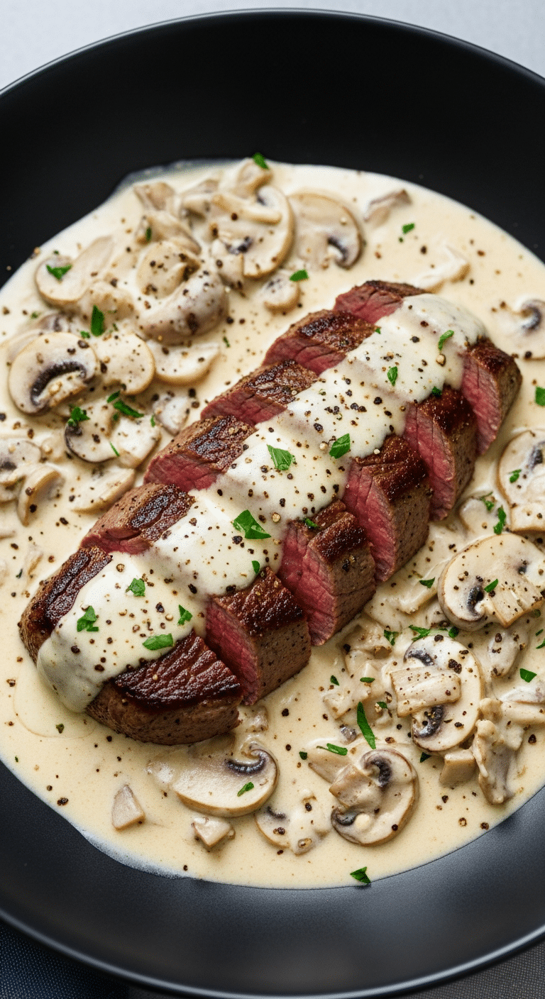 filet mignon sauce boursin champignons dorés crémeux chic