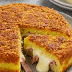 Gâteau pommes terre farci jambon fromage doré croustillant