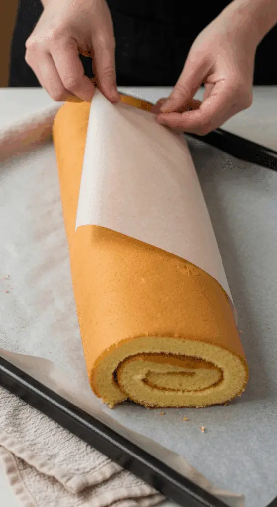 Génoise bûche Noël roulée torchon humide technique française