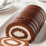 Génoise au chocolat roulée parfaite montrant spirale moelleuse sans craquelures
