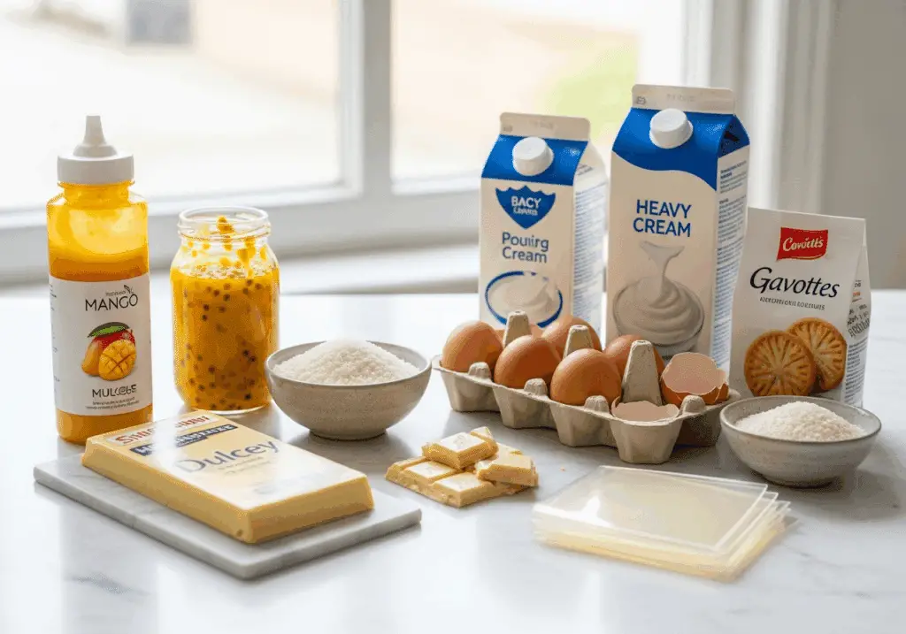 Ingrédients professionnels bûche mangue passion coco qualité