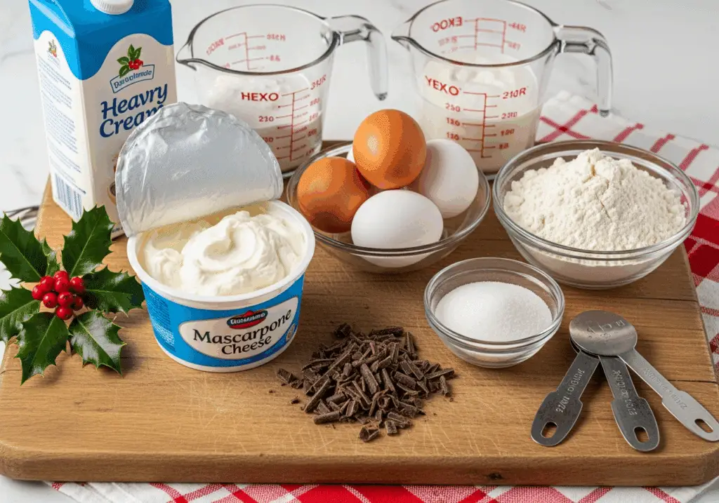 Ingrédients bûche mascarpone chocolat frais italiens qualité premium