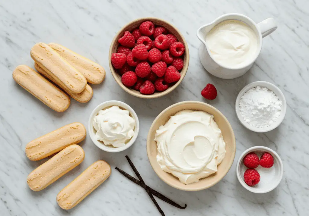 Ingrédients frais bûche mascarpone framboise sans cuisson qualité