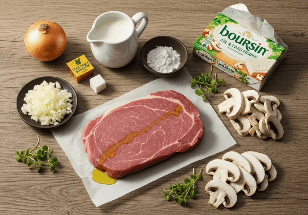 ingrédients qualité filet mignon sauce boursin champignons premium
