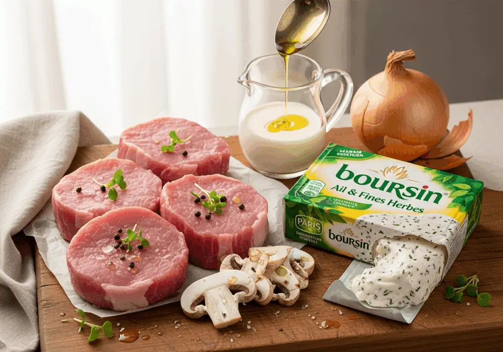 ingrédients qualité filet mignon sauce boursin champignons premium