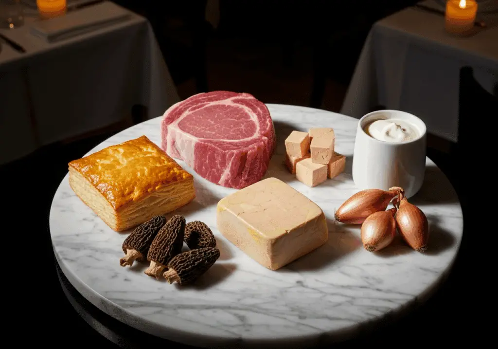 Ingrédients nobles filet mignon croûte foie gras morilles qualité
