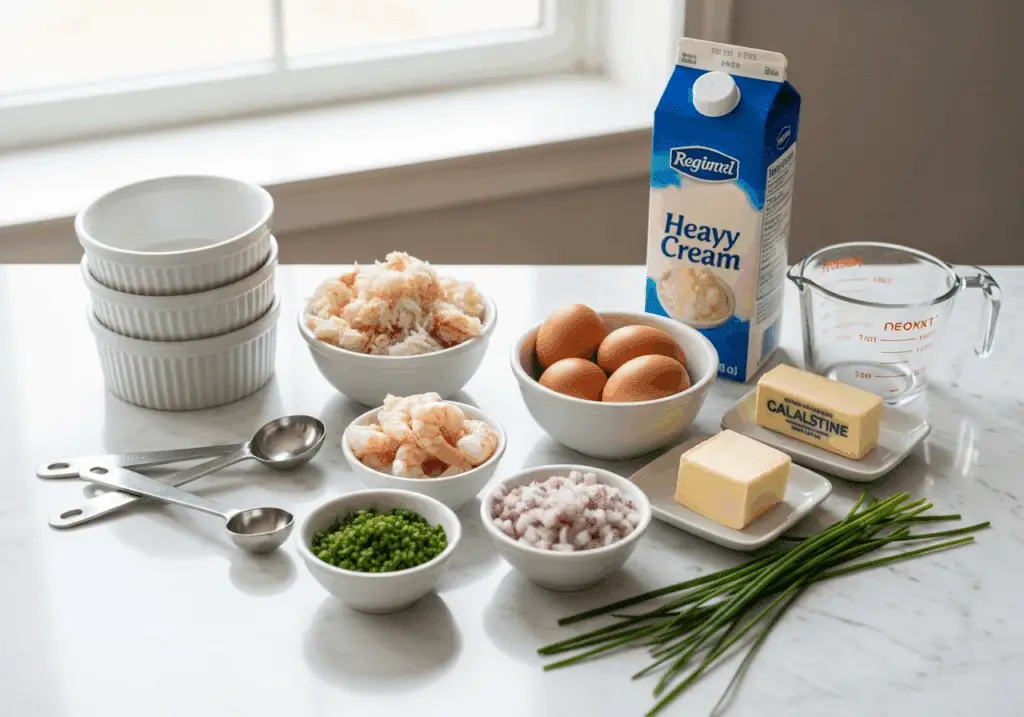 Ingrédients flan crabe crevettes frais fruits mer qualité premium