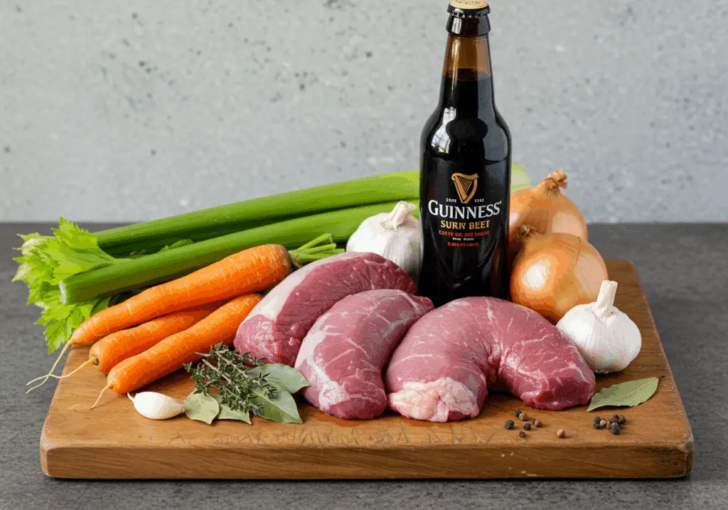 Ingrédients frais joues bœuf bière plat mijoté qualité robustes