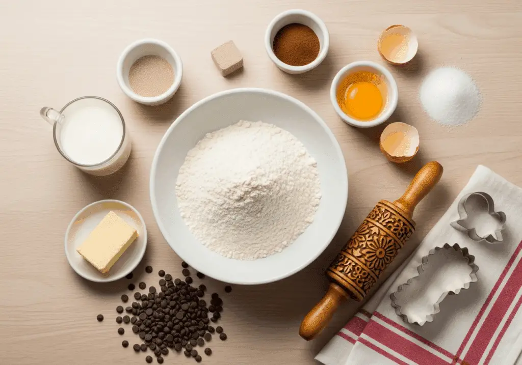 Ingrédients tradition mannele alsaciens levure fraîche farine chocolat