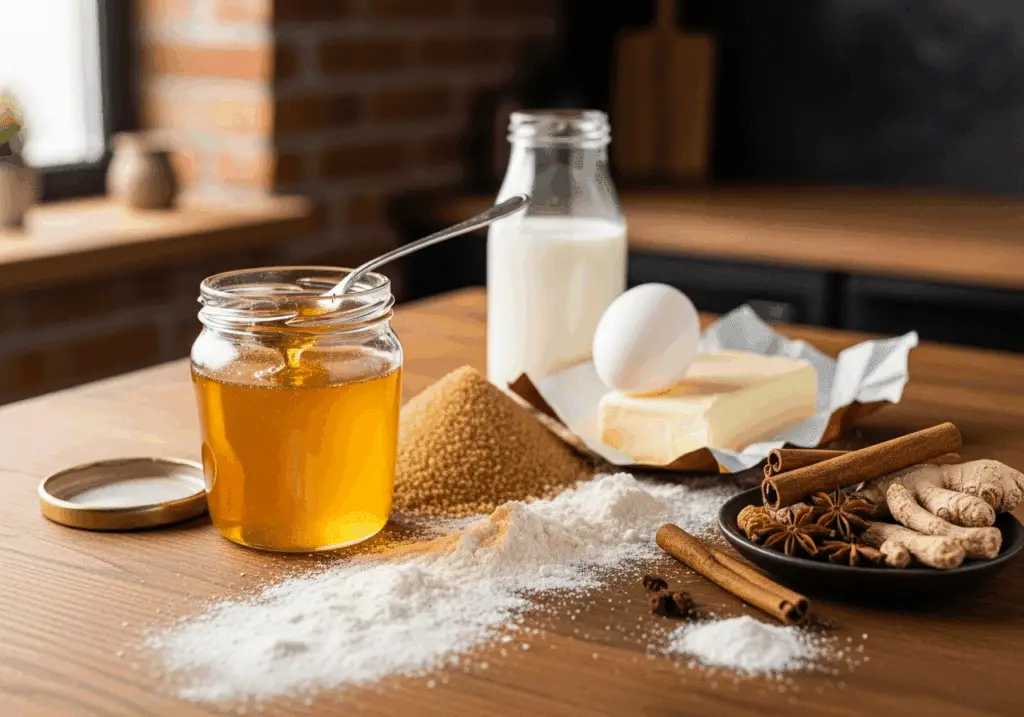 Ingrédients frais pain d'épices moelleux méthode Michalak