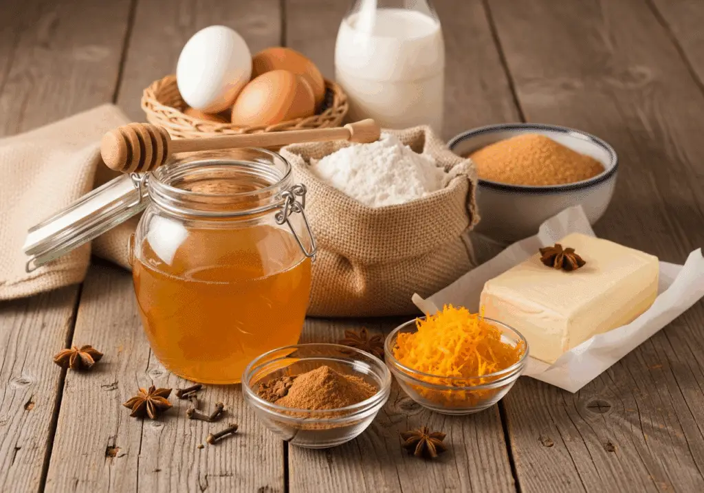 Ingrédients pain d'épices Noël miel épices tradition française