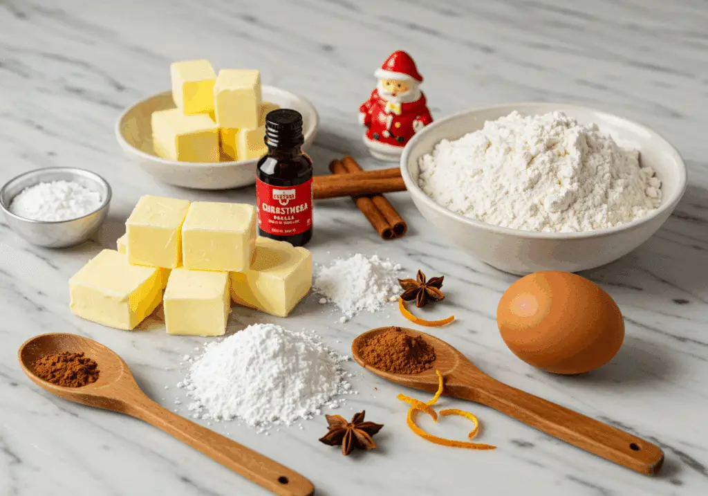 Ingrédients frais pâte sablée Noël farine beurre qualité