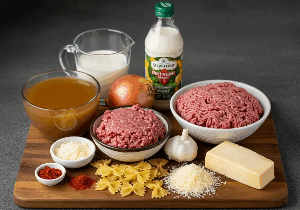 Ingrédients frais pâtes papillon viande sauce crémeuse qualité