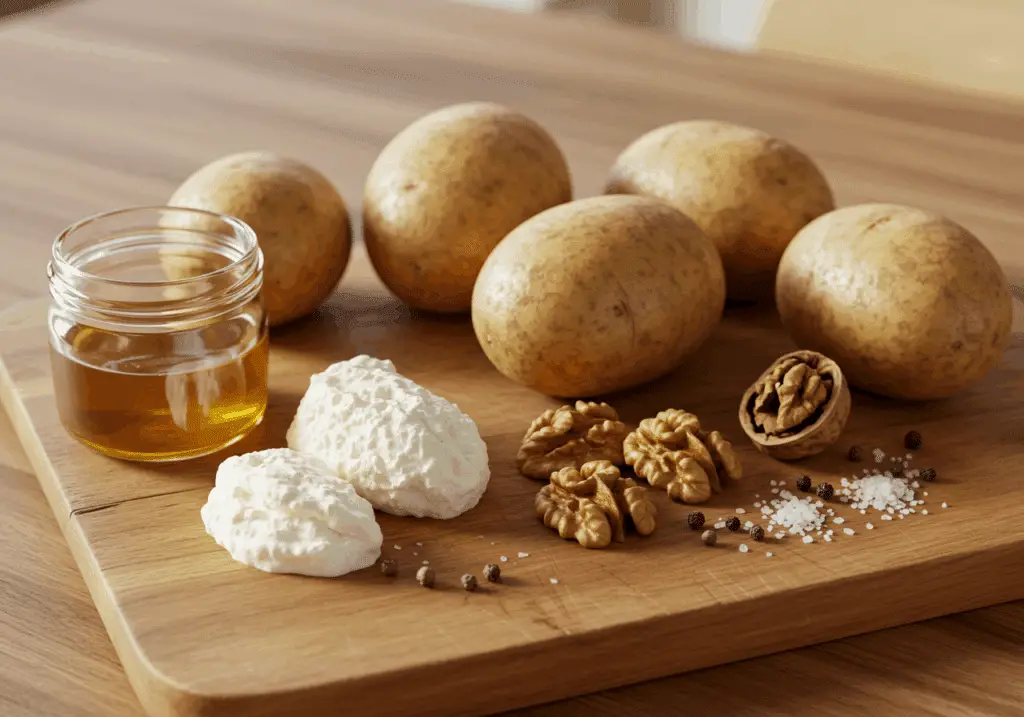 Ingrédients frais pommes terre farcies chèvre miel qualité sains