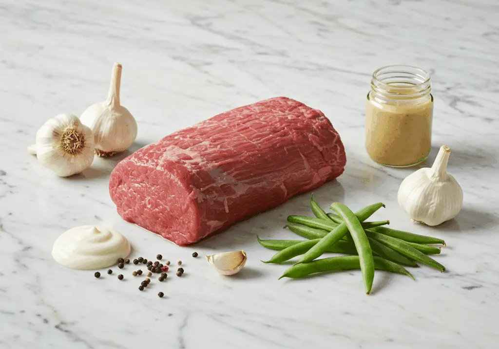 ingrédients qualité rosbeef sauce poivre haricots verts premium