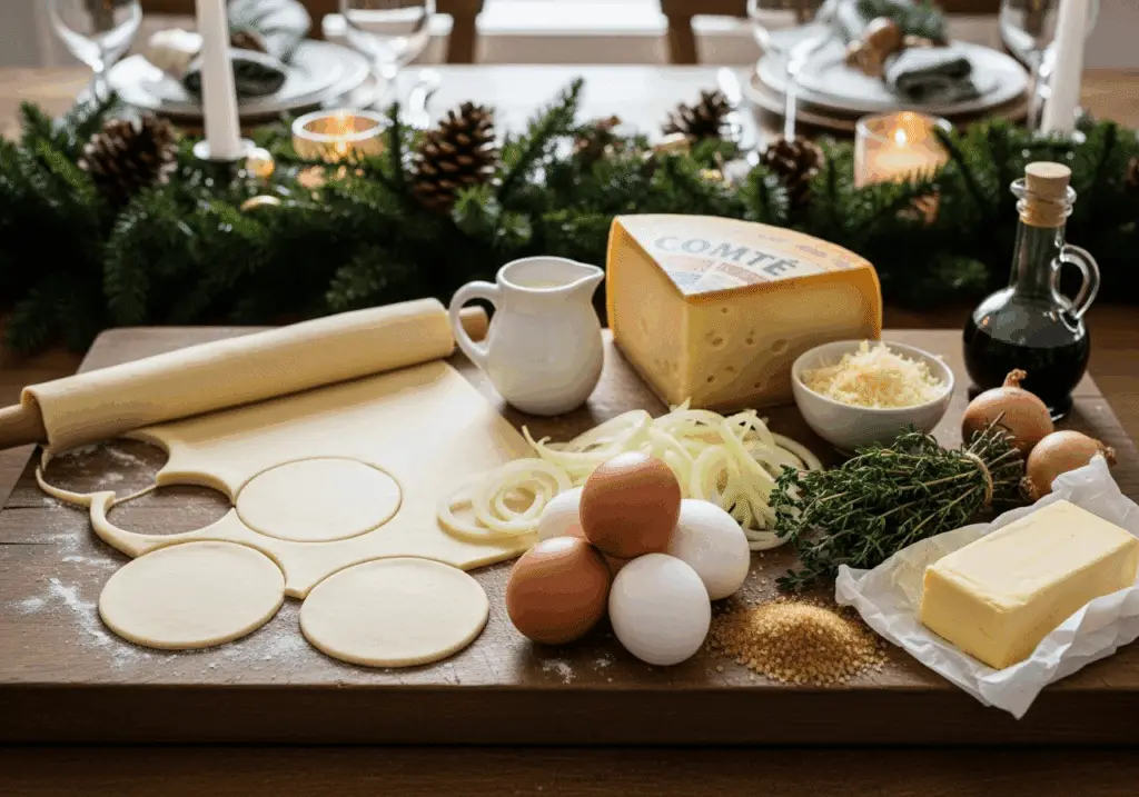 Ingrédients frais mini-tartelettes Noël oignons comté qualité