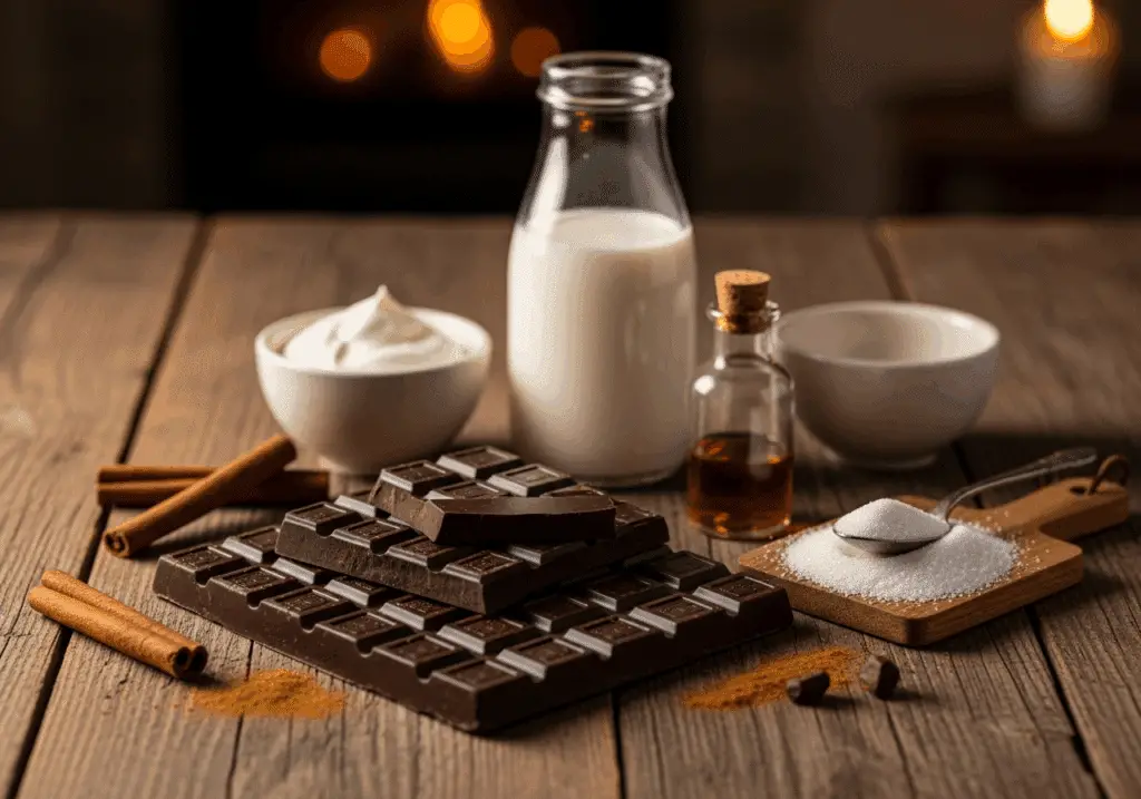 Ingrédients vrai chocolat chaud maison nobles qualité authentiques