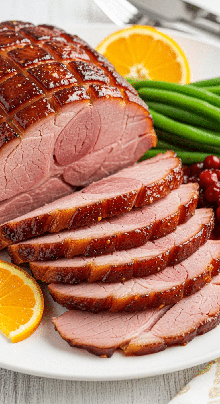 Jambon glacé à l'abricot doré brillant caramélisé fruité élégant